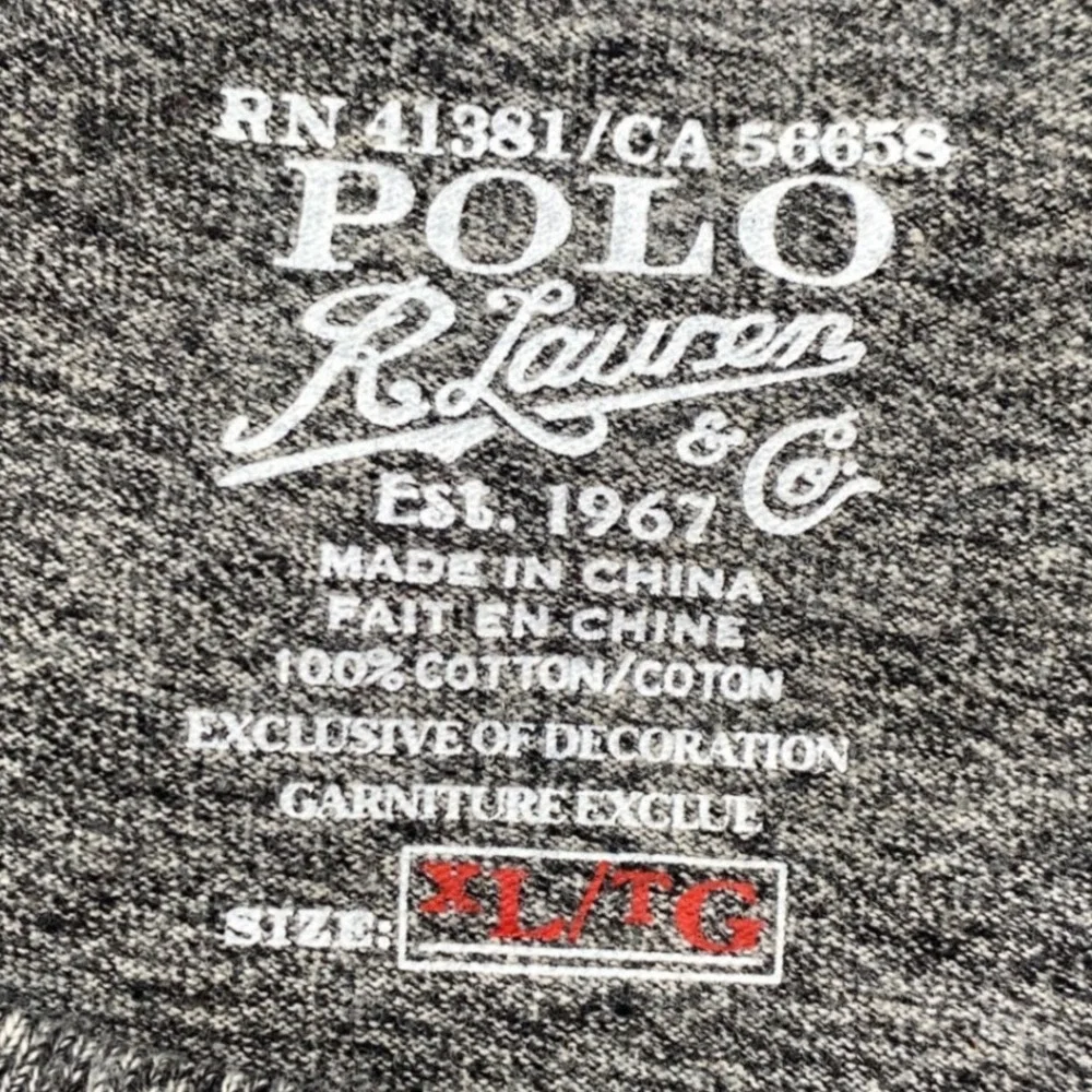 Polo Ralph Lauren Mens XL Heather Grey Long Sleeve Pocket T-Shirt Cotton Pony